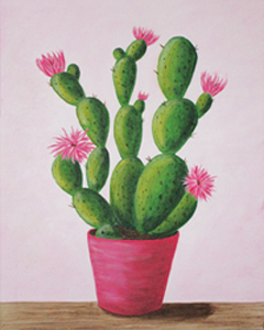 240x300 Social Artworking Cactus In Bloom - Cactus Flower Painting
