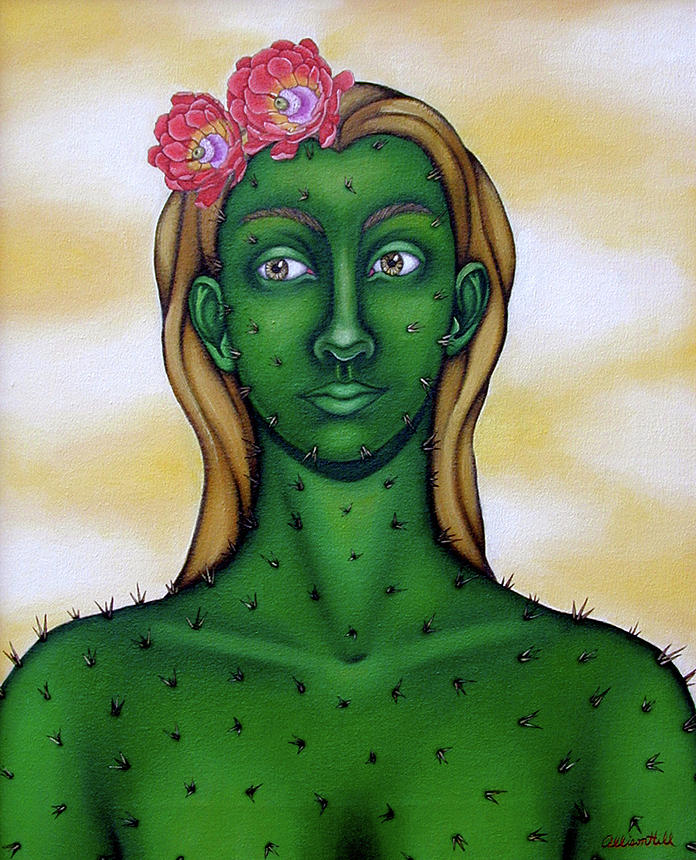 696x860 Cactus Flower Painting By Allison Hill - Cactus Flower Painting