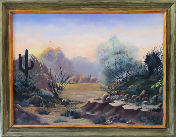 570x445 Fine Art Acrylic Painting A Typical Landscape In The Desert - Cactus Landscape Painting