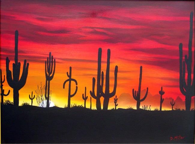 650x479 Arizona Sunset - Cactus Landscape Painting