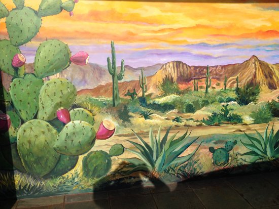 550x413 Painting On The Outside Wall Of Cactus Tacqueria - Cactus Landscape Painting