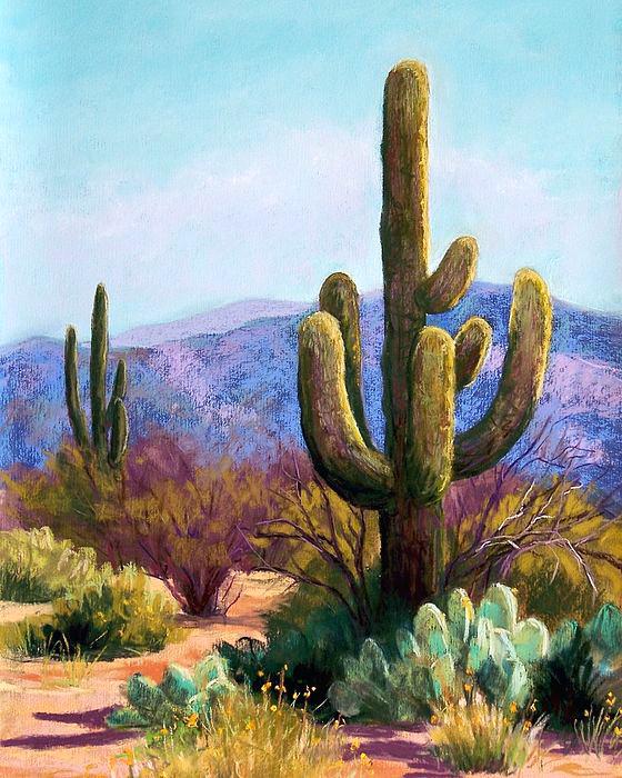 560x700 Southwest Landscape Paintings Southwest Sunset Cactus Landscape - Cactus Landscape Painting