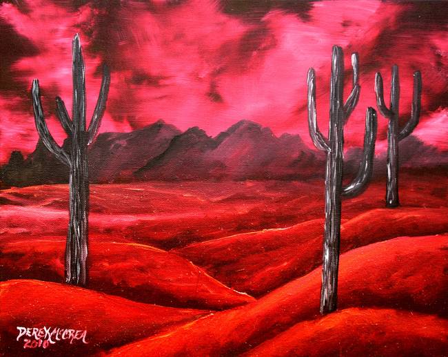 650x517 Southwestern Oil Cactus Landscape Painting By Derek Mccrea - Cactus Landscape Painting