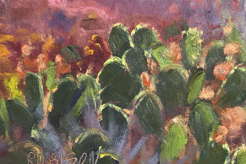 1000x667 Bluffs And Cactus 12x16 Original Oil Painting By Kathleen M Robison - Cactus Landscape Painting
