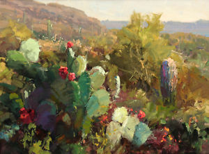 300x222 Hd Canvas Print Oil Painting Picture Western Landscapes Cactus - Cactus Oil Painting