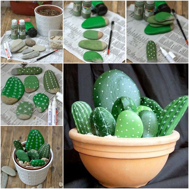 602x602 Diy Painted Rock Cactus - Cactus Painting