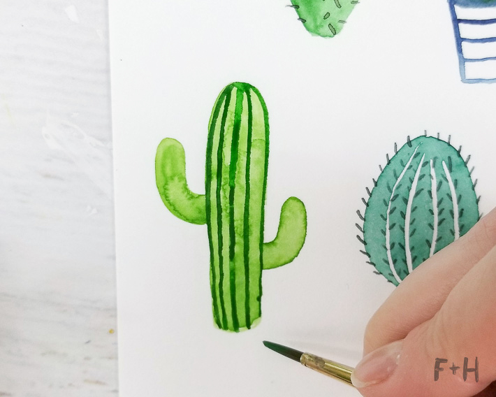 710x568 How To Paint A Watercolor Cactus (Plus 5 More!) Fox + Hazel - Cactus Painting