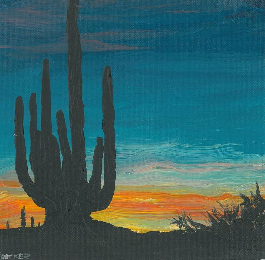 900x882 King Cactus Painting By Dc Decker - Cactus Painting