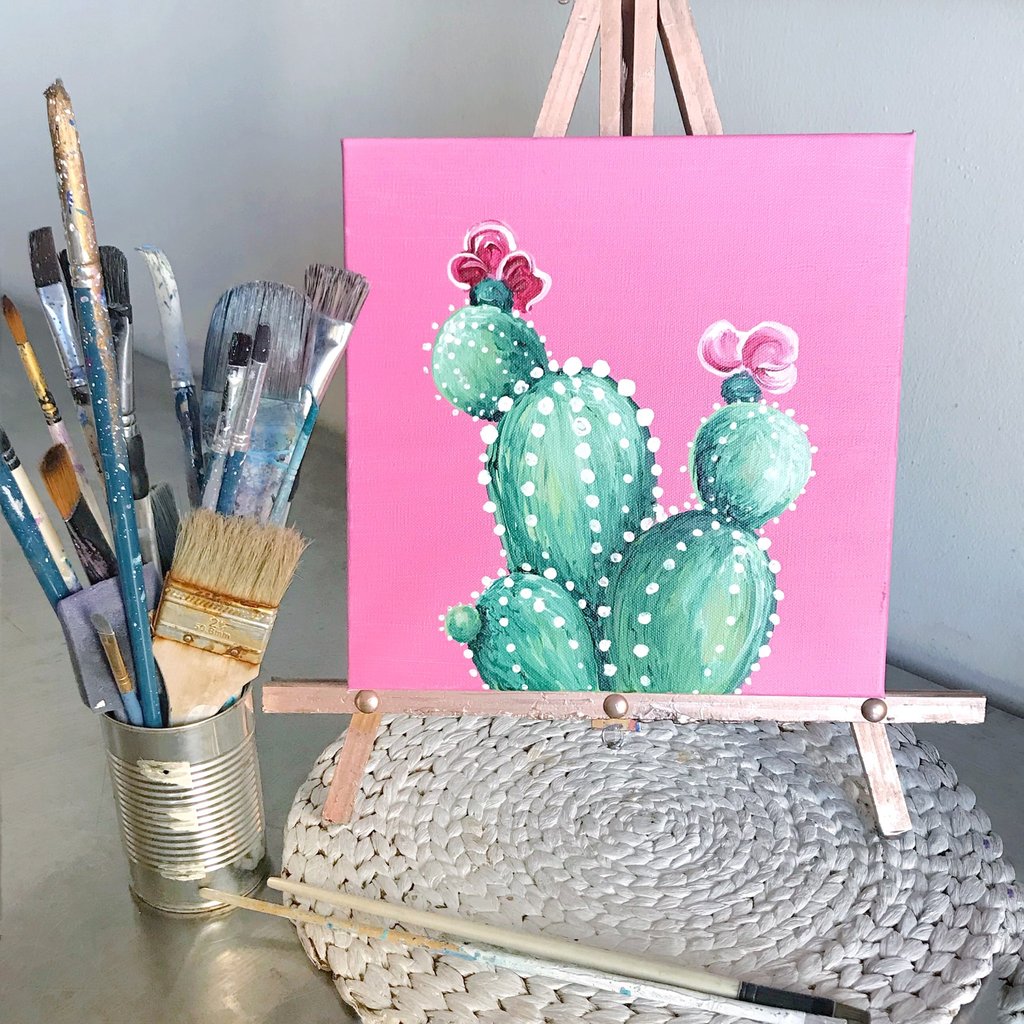 1024x1024 Spring Cactus Painting April 11 Jade Amp Clover - Cactus Painting