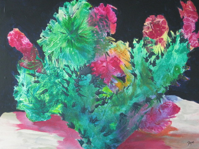 640x481 Dune Tencer Artwork Glass Cactus Original Painting Acrylic - Cactus Painting Acrylic