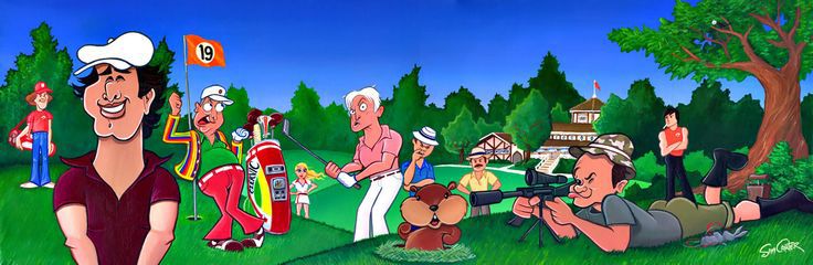 736x240 Caddyshack Cartoon Painting Cartoonjdi.co - Caddyshack Painting