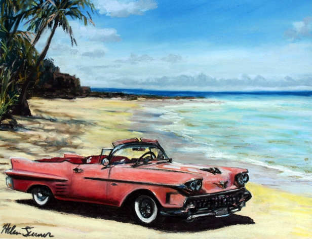 616x472 Cadillac Dreams, Painting By Helen Turner, Kauai Artist - Cadillac Painting