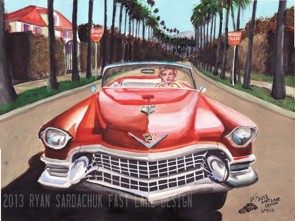 960x720 Marilyn Monroe's 1955 Cadillac (Painting) By Fastlaneillustration - Cadillac Painting