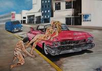 200x140 Stunning Pink Cadillac Painting Reproductions For Sale On Fine - Cadillac Painting