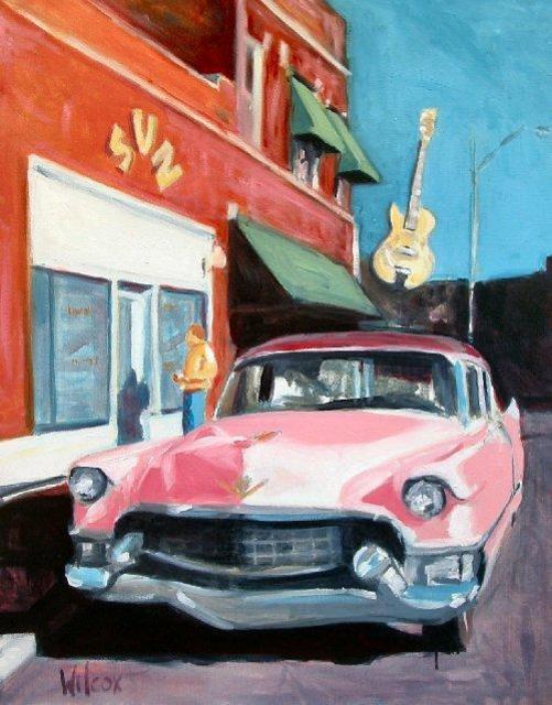 501x640 Wayne Wilcox Original Artwork Beale Street Juke Joint, Dyers - Cadillac Painting