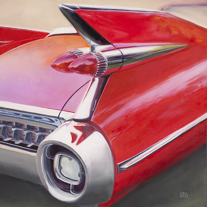 720x720 1959 Cadillac Eldorado Original Oil Painting Elaine Brady Smith Art - Cadillac Painting