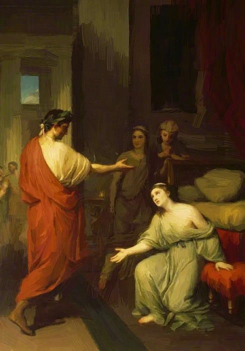 489x700 Octavius Caesar Later The Emperor Augustus And Cleopatra 1760 - Caesar Augustus Painting