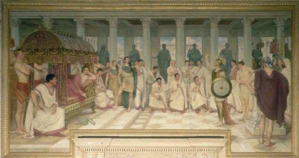 600x317 Painting Of The Appeal Of The Legionary To Caesar Augustus - Caesar Augustus Painting