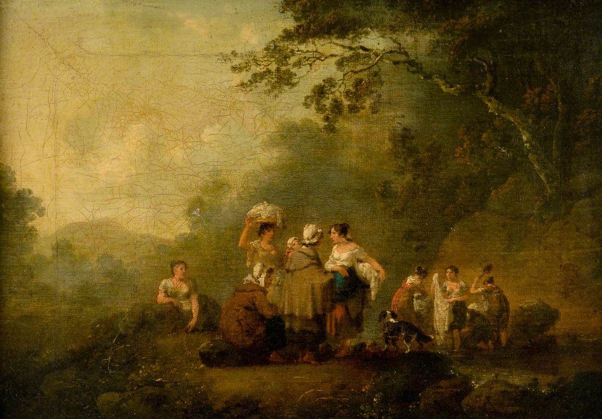 1200x835 Landscape With Figures Painting Julius Caesar Ibbetson Oil Paintings - Caesar Painting