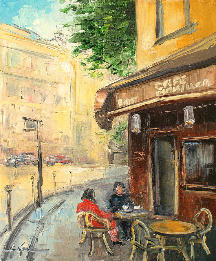 746x900 Cafe De Paris Painting By Luke Karcz - Cafe De Paris Painting