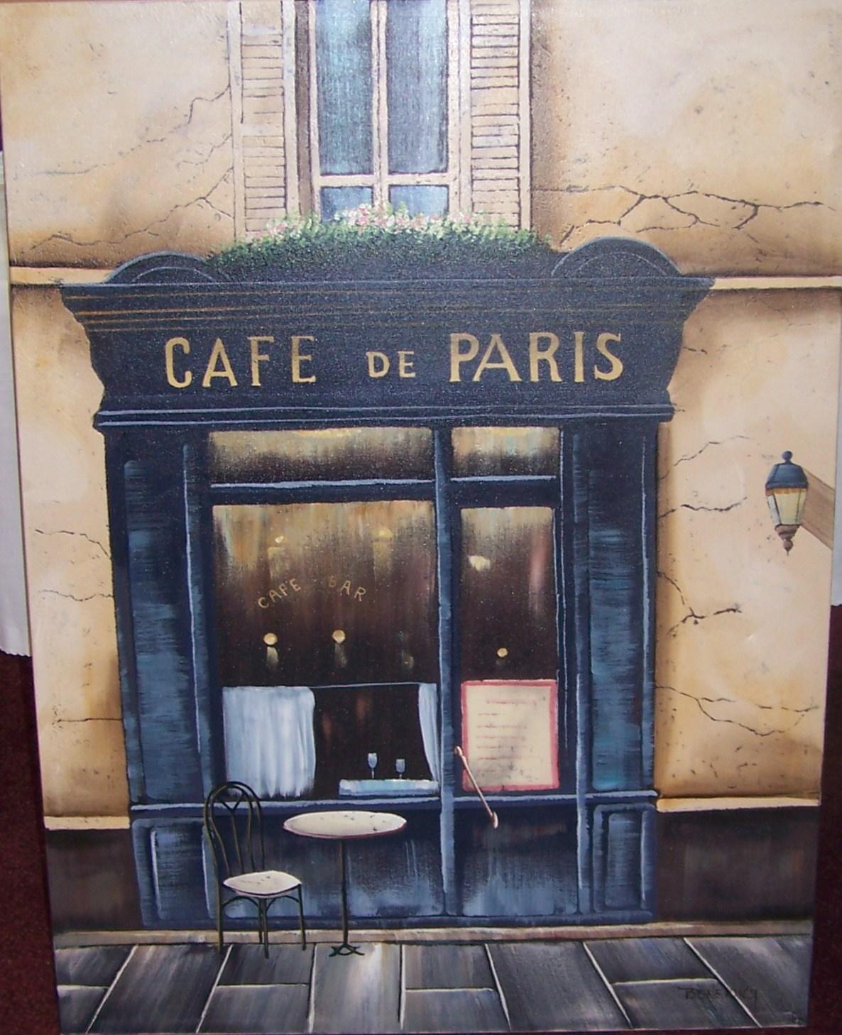 1186x1458 Cafe De Paris By Benedict Oil On Canvas Painting, Framed Over - Cafe De Paris Painting