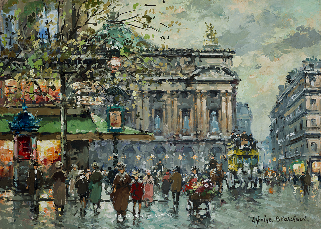 1119x800 Available Antoine Blanchard's De La Paix, Place De L'Opera - Cafe De Paris Painting