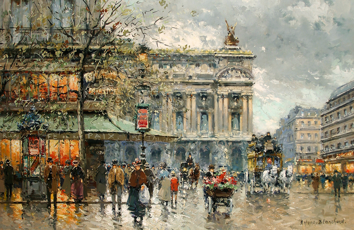 1156x750 Cafe De La Paix Painting Antoine Blanchard Oil Paintings - Cafe De Paris Painting