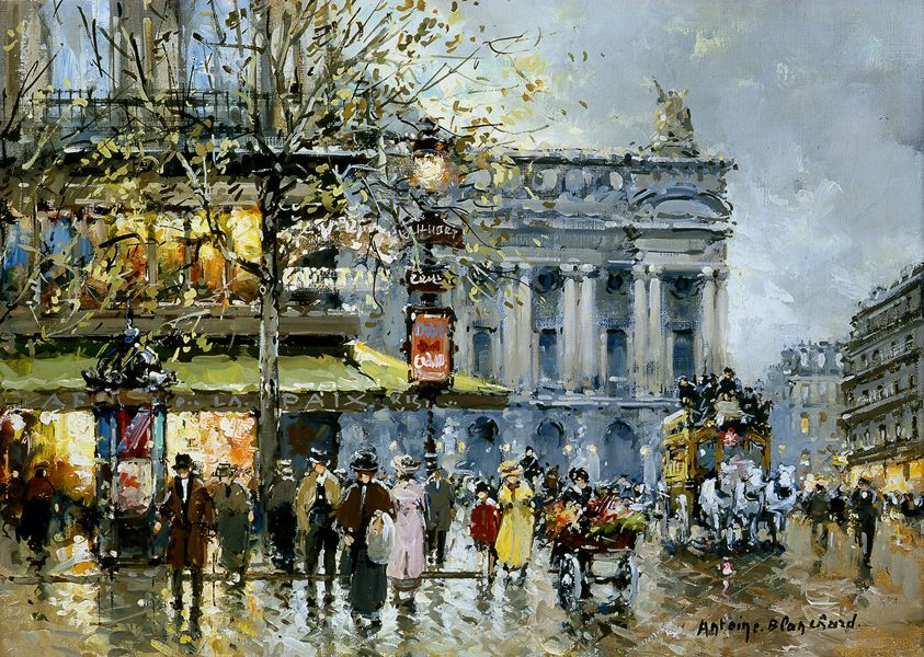 843x600 Place De L Opera Cafe De La Paix Painting By Antoine Blanchard - Cafe De Paris Painting