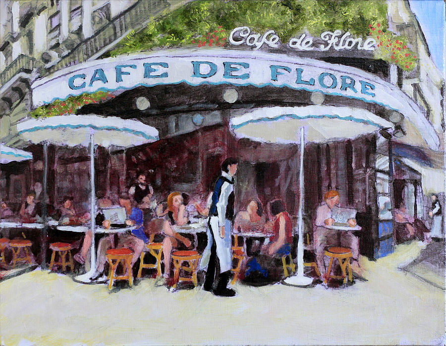 900x697 Cafe De Flore Painting By David Zimmerman - Cafe De Paris Painting