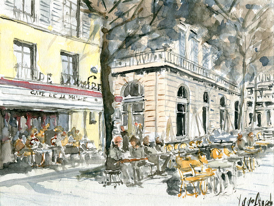 900x677 Cafe De La Mairie, Saint Germain Des Pres, Paris Painting By - Cafe De Paris Painting