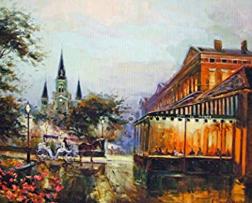 355x286 Cafe Du Monde Carriage New Orleans Baltas Matted Art - Cafe Du Monde Painting