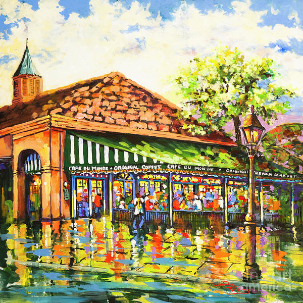 600x600 Jazz At Cafe Du Monde Art Print By Dianne Parks - Cafe Du Monde Painting