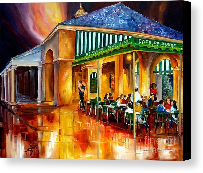 661x561 Midnight At The Cafe Du Monde Canvas Print Canvas Art By Diane - Cafe Du Monde Painting