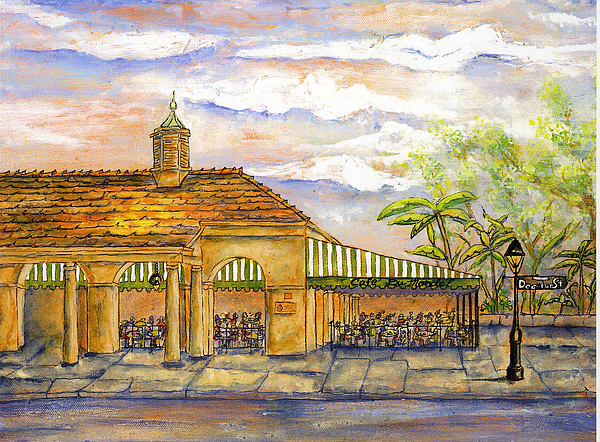 600x442 Cafe Du Monde Cloudy Sky Painting By Catherine Wilson - Cafe Du Monde Painting