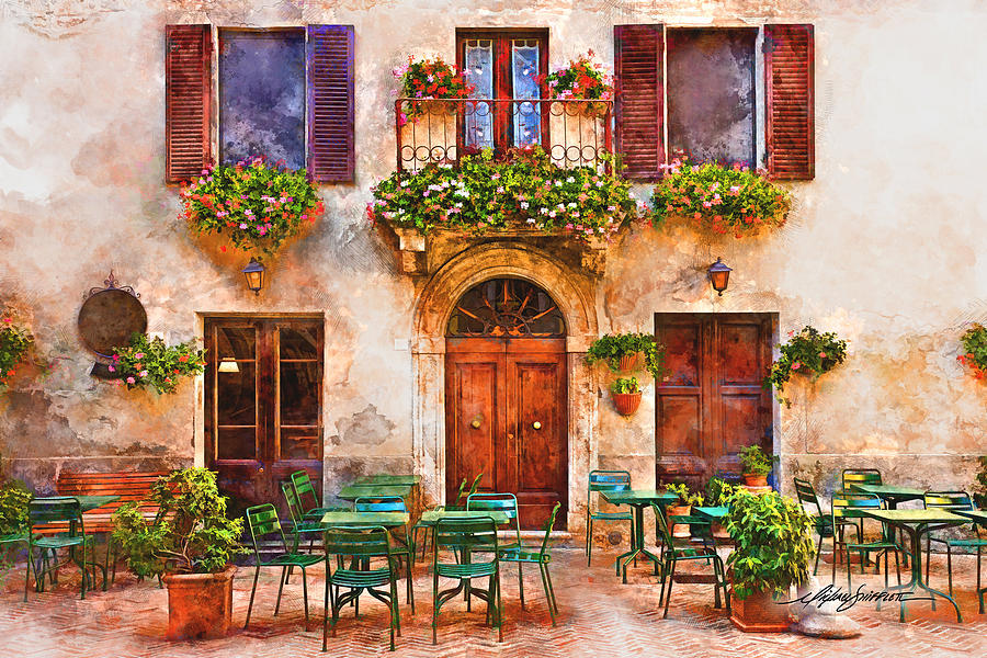900x600 Italian Cafe Painting By Michael Shifflett - Cafe Painting