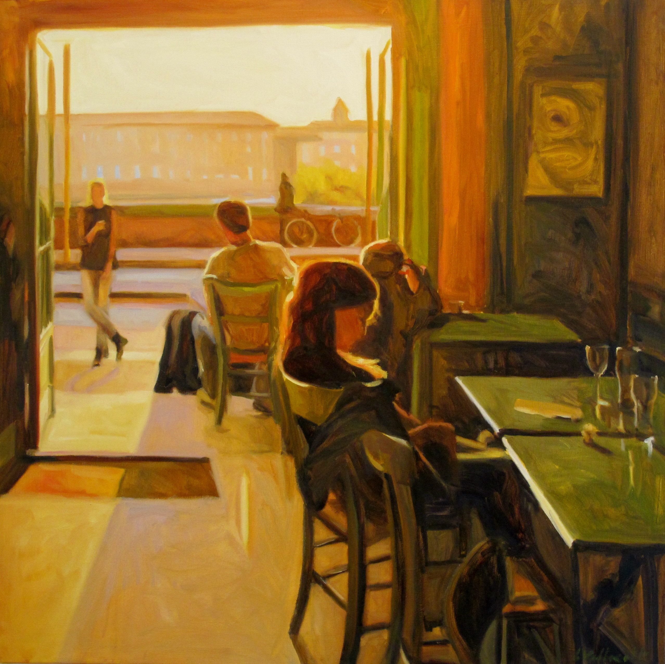 2556x2551 Le Cafe Des Artistes, Toulouse Painting Inoils - Cafe Painting