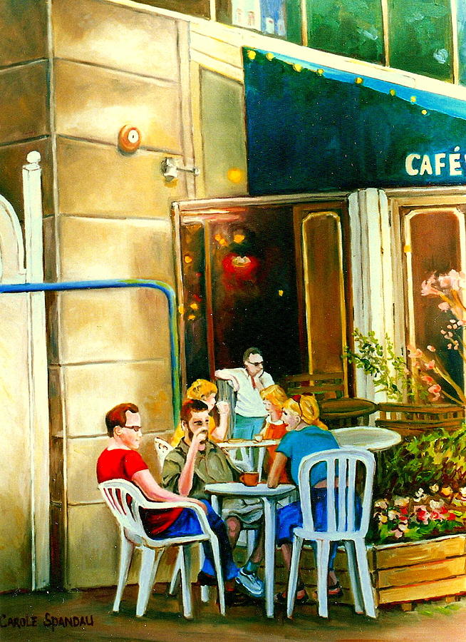 654x900 Montreal Cafe Paintings Rue St. Denis Painting By Carole Spandau - Cafe Painting