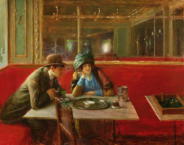 600x473 At The Cafe Painting Jean Beraud Oil Paintings - Cafe Painting