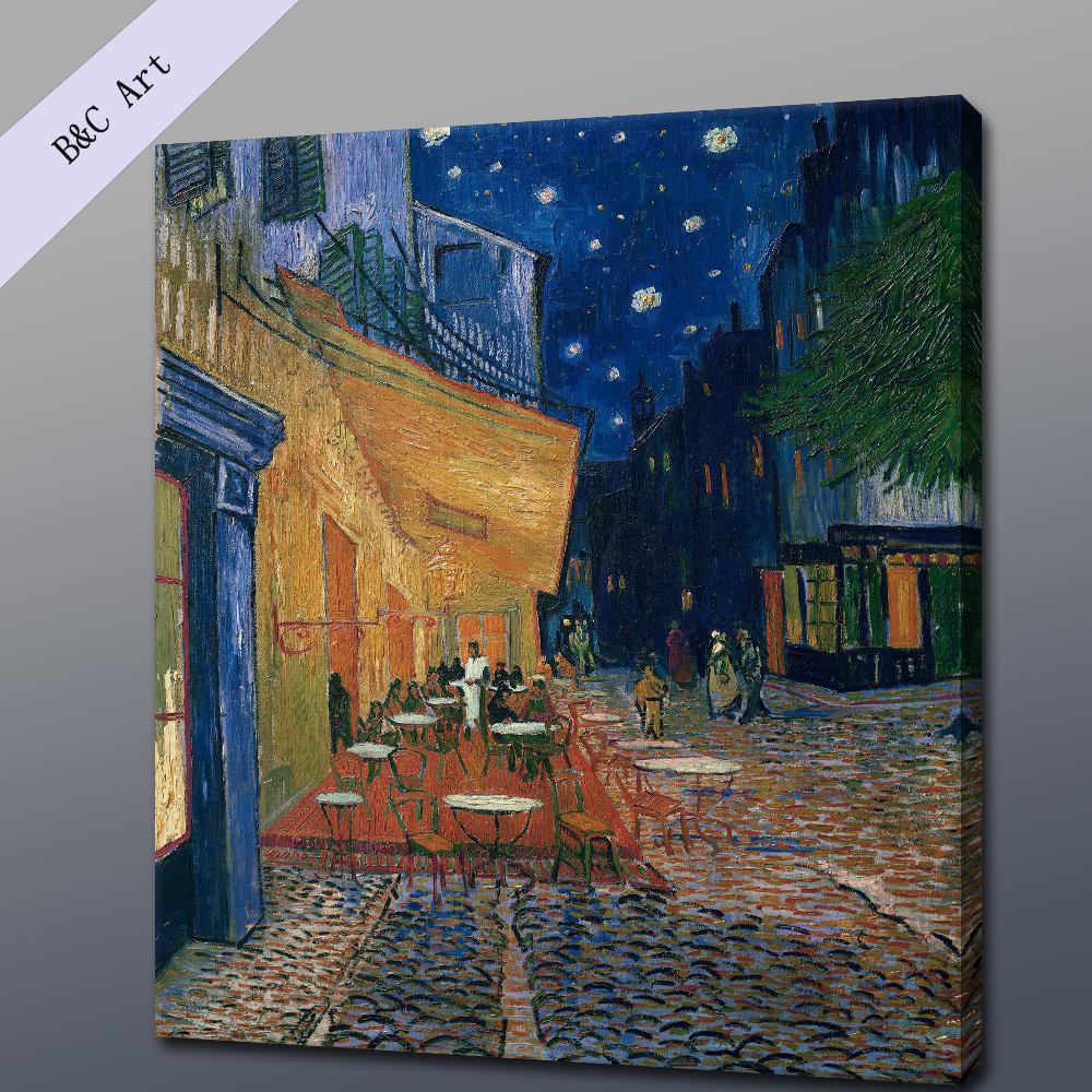 1000x1000 Handmade Canvas Abstract Cafe Terrace Arles Night Van Gogh Famous - Cafe Terrace Painting