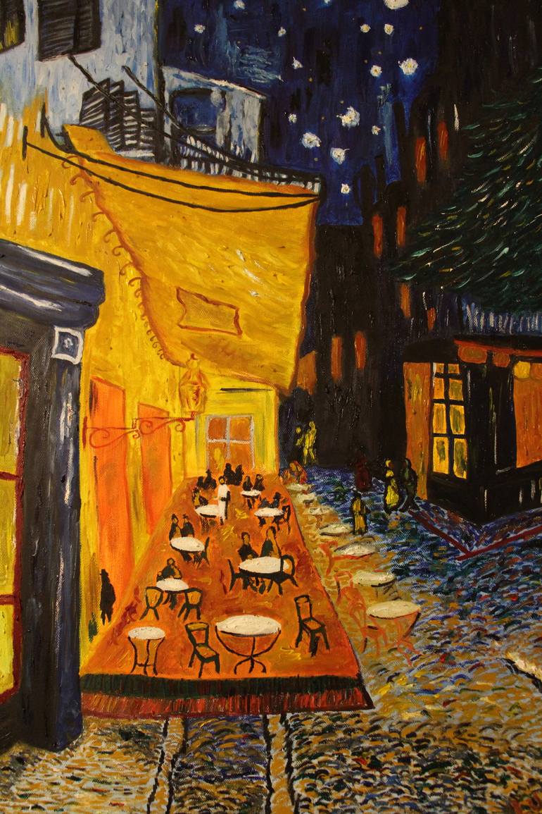 770x1155 Saatchi Art Cafe Terrace Night Painting By Lucia Gomez - Cafe Terrace Painting