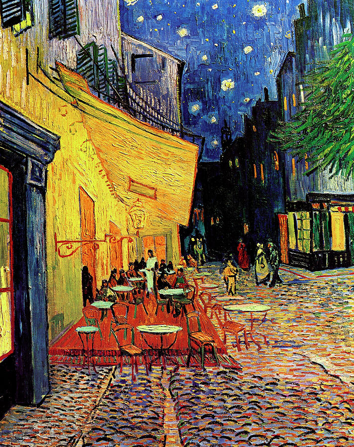 712x900 Van Gogh Cafe Terrace Place Du Forum At Night Painting By Vincent - Cafe Terrace Painting