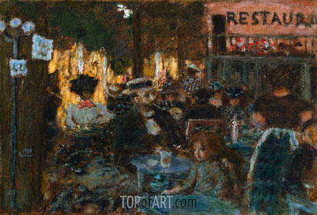 463x314 Cafe Terrace Pierre Bonnard Painting Reproduction 4440 Topofart - Cafe Terrace Painting