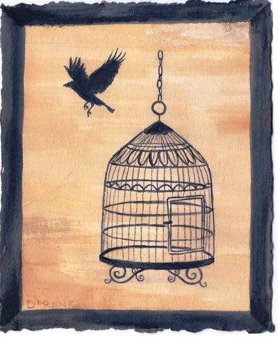 400x487 I Know Why The Caged Bird Sings By Danmew - Caged Bird Painting