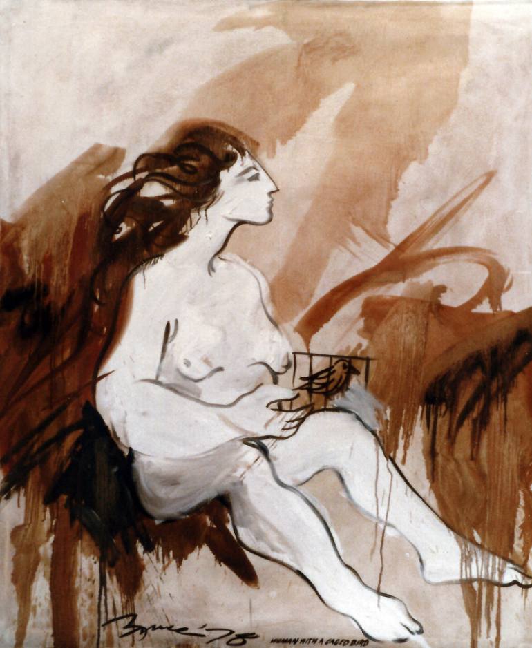 770x938 Saatchi Art Woman With The Caged Bird Painting By Charles - Caged Bird Painting