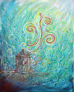 241x300 Song Of The Caged Bird Painting By Mary Margaret Driedger - Caged Bird Painting