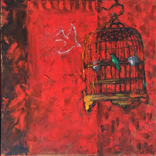 500x502 The Cage Bird (Jade) Linda Ting Wareham - Caged Bird Painting