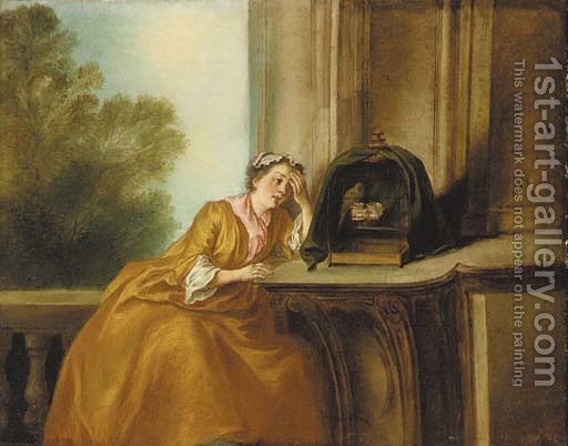 512x402 The Caged Bird (After) Lancret, Nicolas Reproduction 1st Art Gallery - Caged Bird Painting