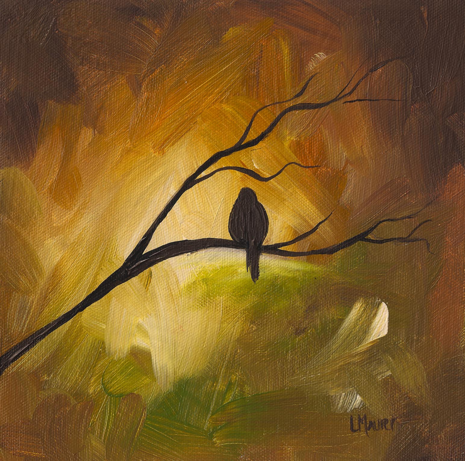 1544x1530 Winter's Silhouette Lauren Maurer Artworks - Caged Bird Painting