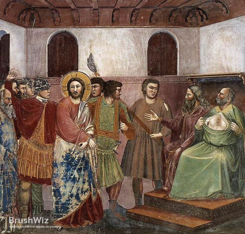 800x766 Christ Before Caiaphas By Giotto Di Bondone - Caiaphas Painting