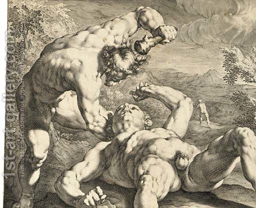 512x415 Cain Killing Abel, After C. Van Haarlem Jan Muller Reproduction - Cain And Abel Painting